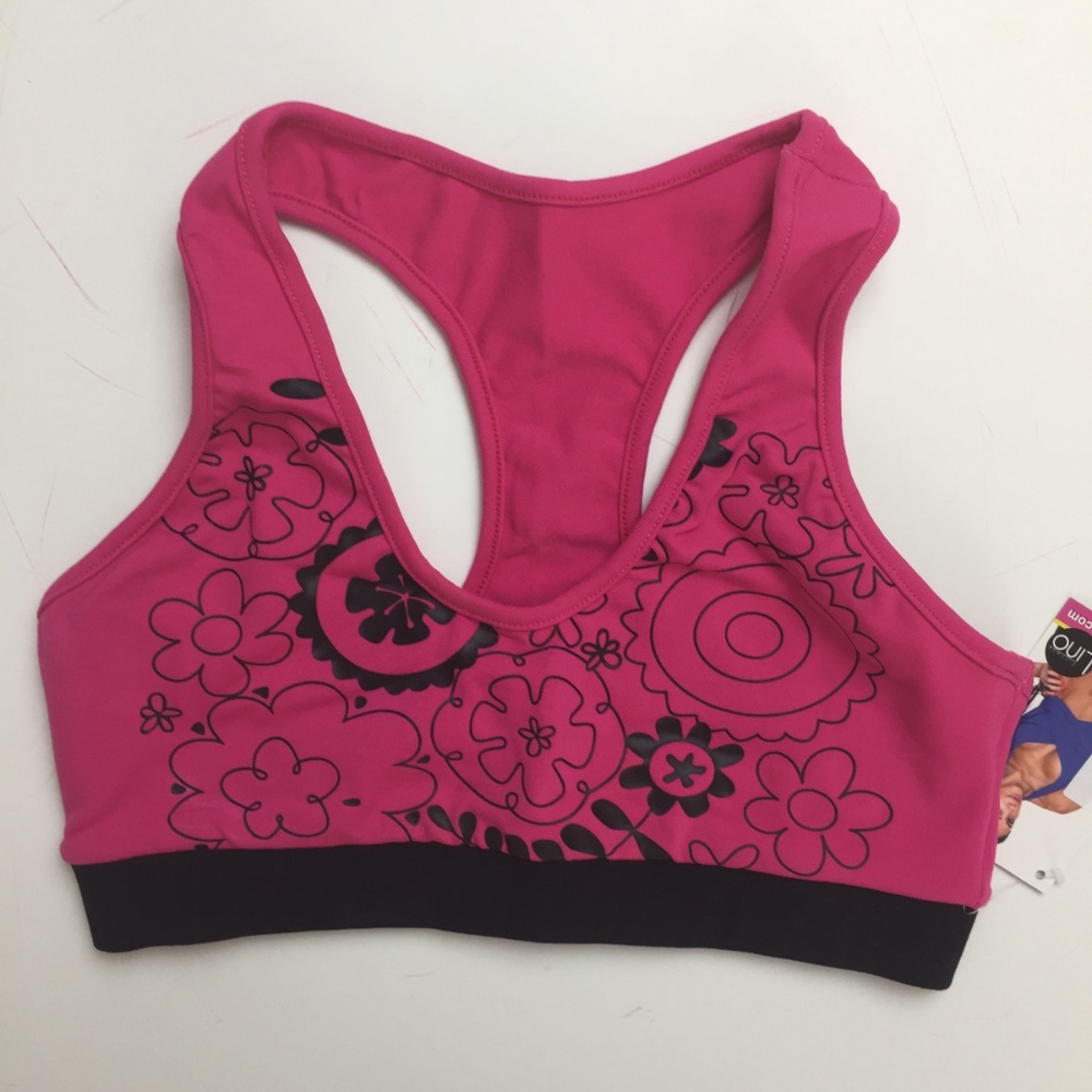 Racerback Pink Bra Top XS-S Compression Brazilian Supplex - Picture 3 of 8